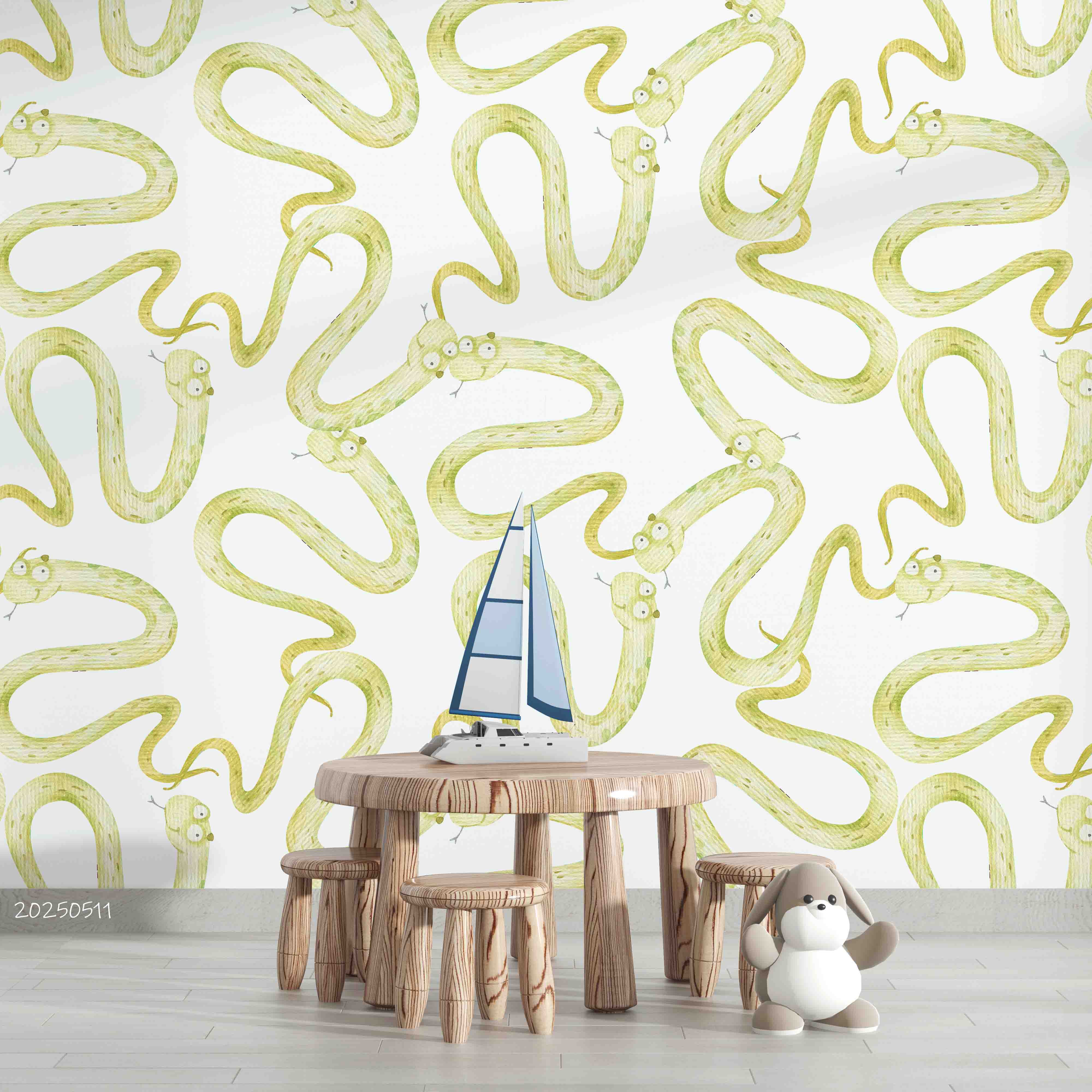3D Cartoon Animal Golden Snake Kids Wallpaper Wall Mural Wall Decor Wall Art Wall Sticker Remoable Wallpaper