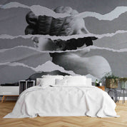 3D Sculpture Head Crack Gray Wall Mural Wallpaper YXL 2432