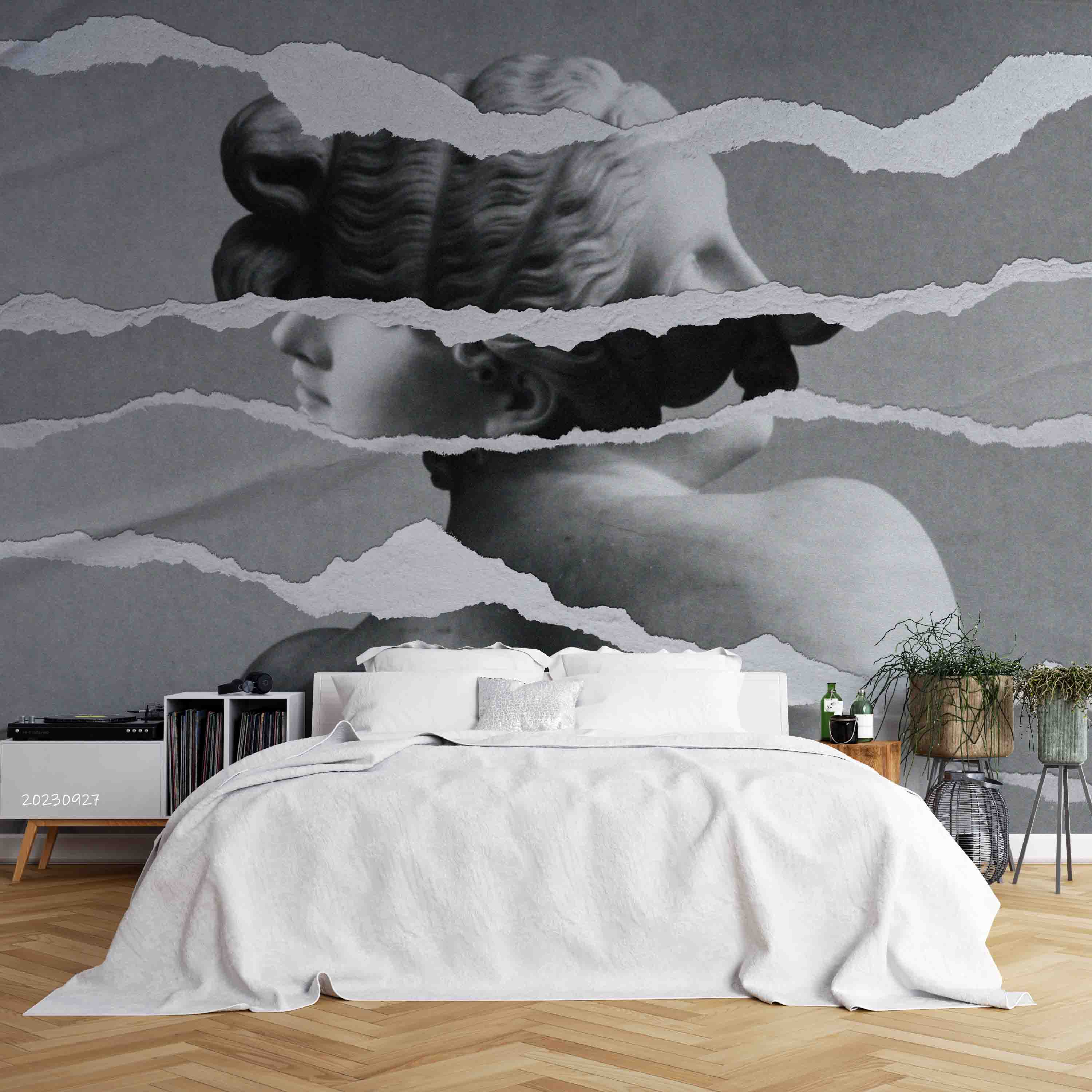 3D Sculpture Head Crack Gray Wall Mural Wallpaper YXL 2432