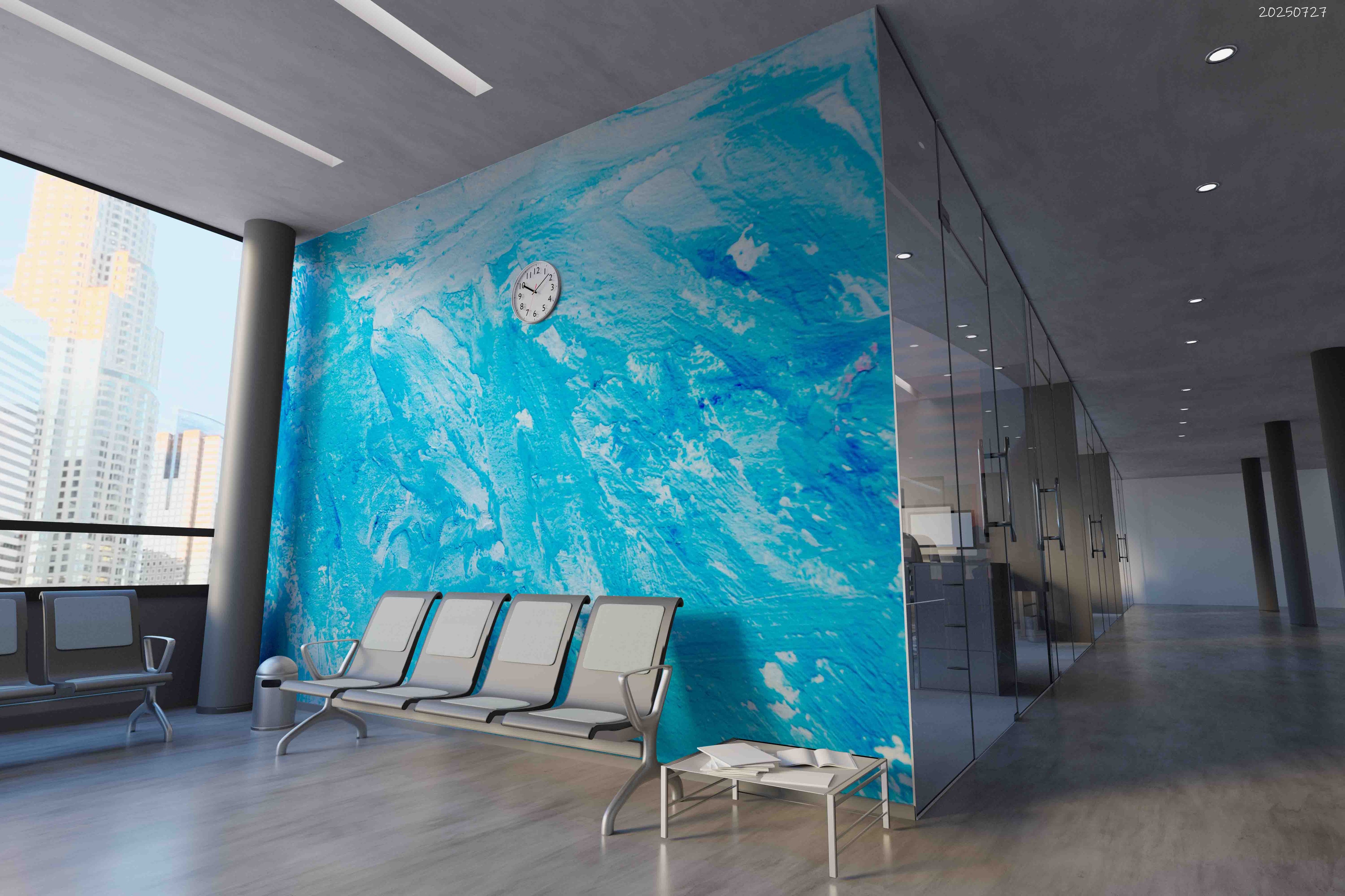 3D Office Business Commerce Blue Abstract Modern Wall Mural Wallpaper 37