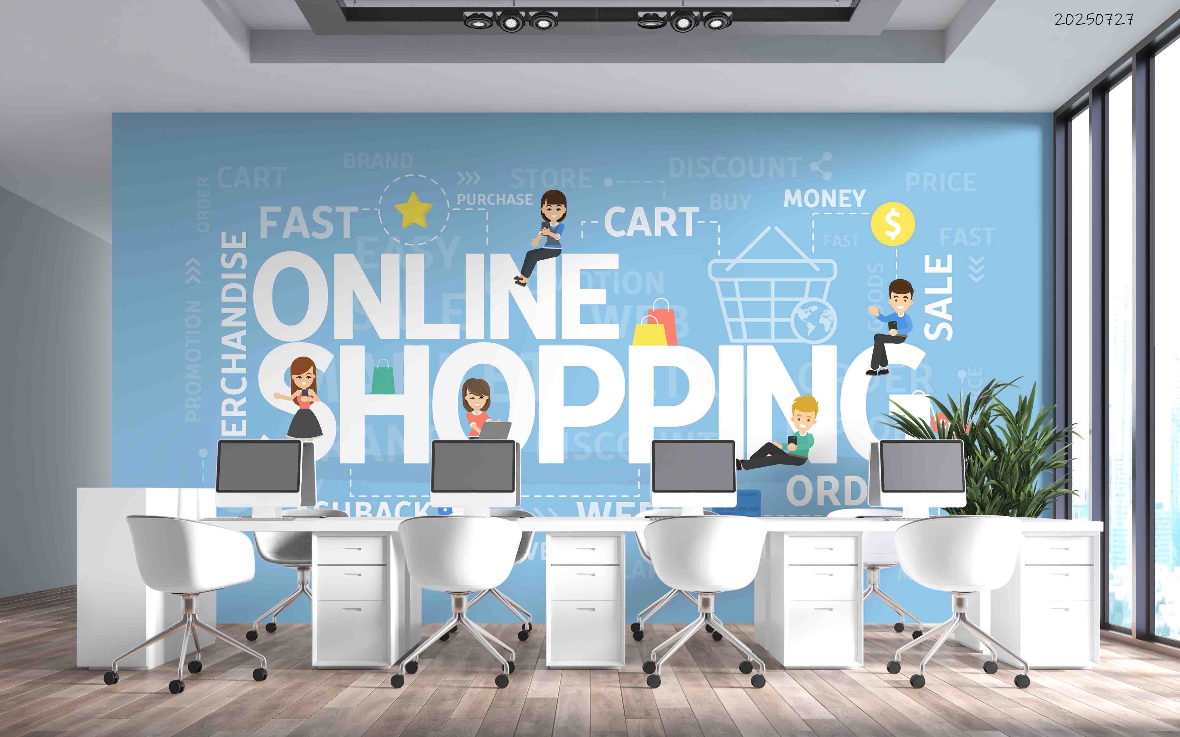 3D Office Business Commerce Technology Online Shopping Wall Mural Wallpaper 11