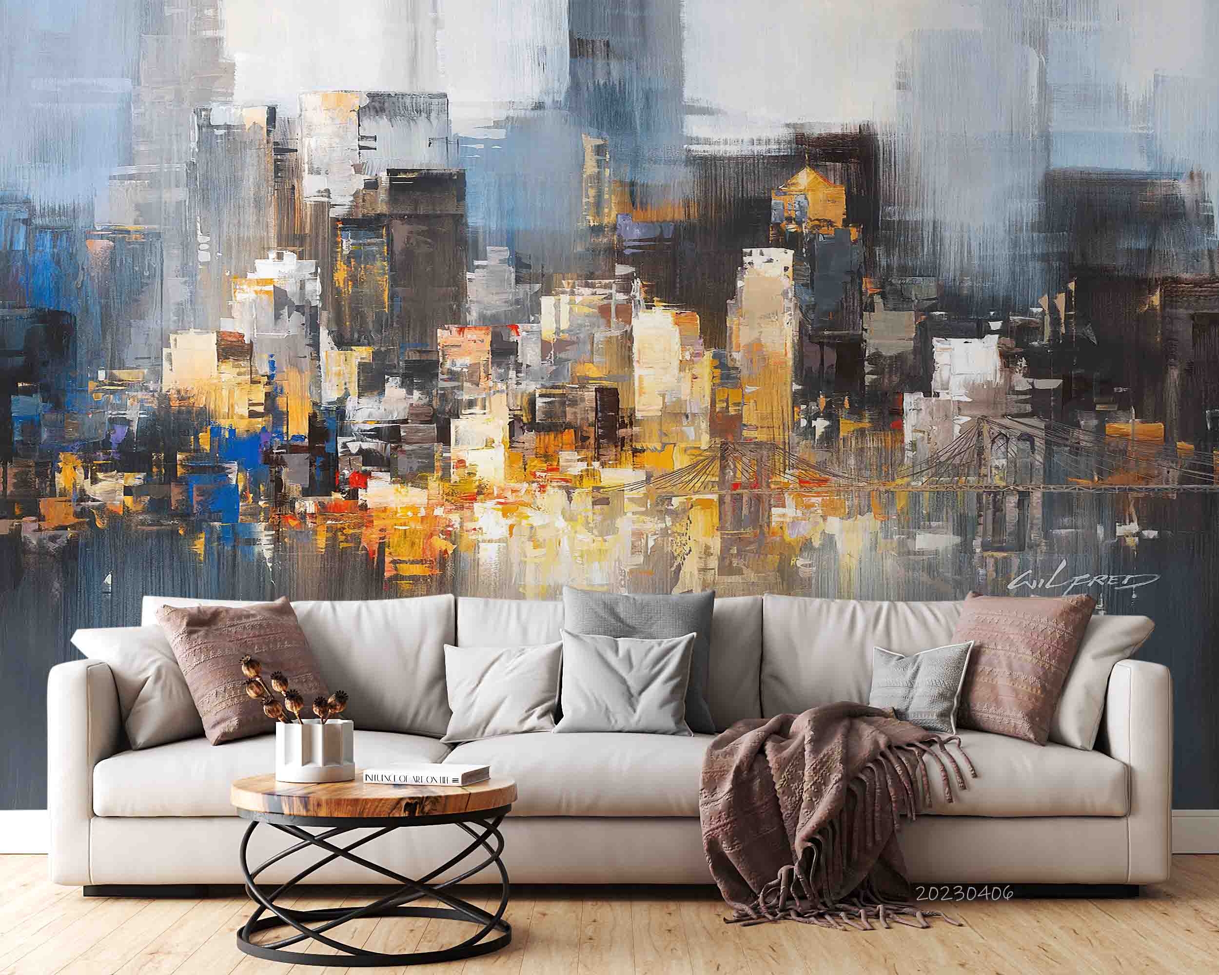 3D Oil Painting City Tall Buildings Wall Mural Wallpaper GD 5594- Jess Art Decoration