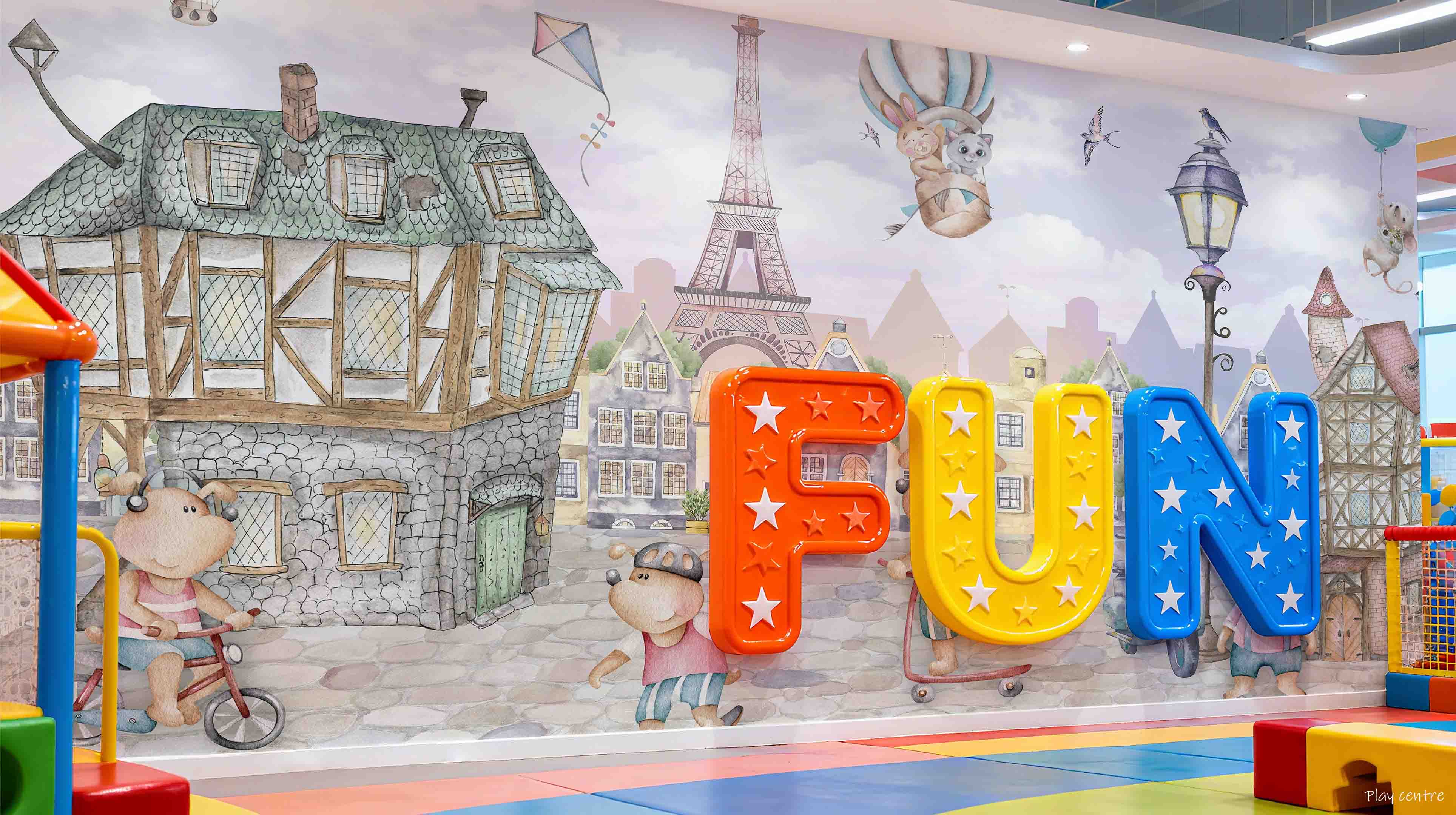 3D Play Centre Amusement Park Funfair Carnie Cartoon Animals Wall Mural Wallpaper 10