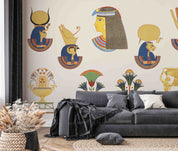 3D Ancient Egyptian Sculpture Pattern Egyptian Hieroglyphic Symbols Wallpaper Wall Mural Wall Decor Wall Art Wall Sticker Remoable Wallpaper LQH
