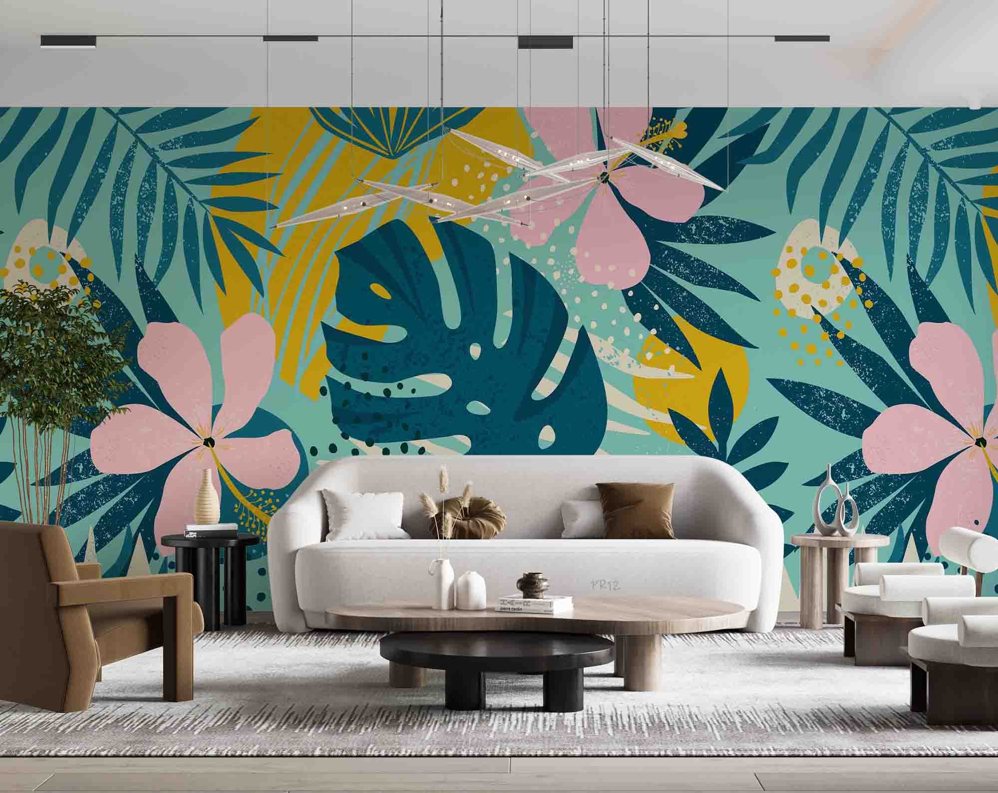 3D Modern Art Tropical Floral Palm Leaf Wall Mural Wallpaper GD 4942- Jess Art Decoration