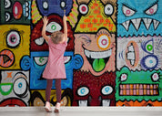 Abstract Graffiti Block Monster Wallpaper urban graffiti wall mural for teen room, studio or feature wall - view 3