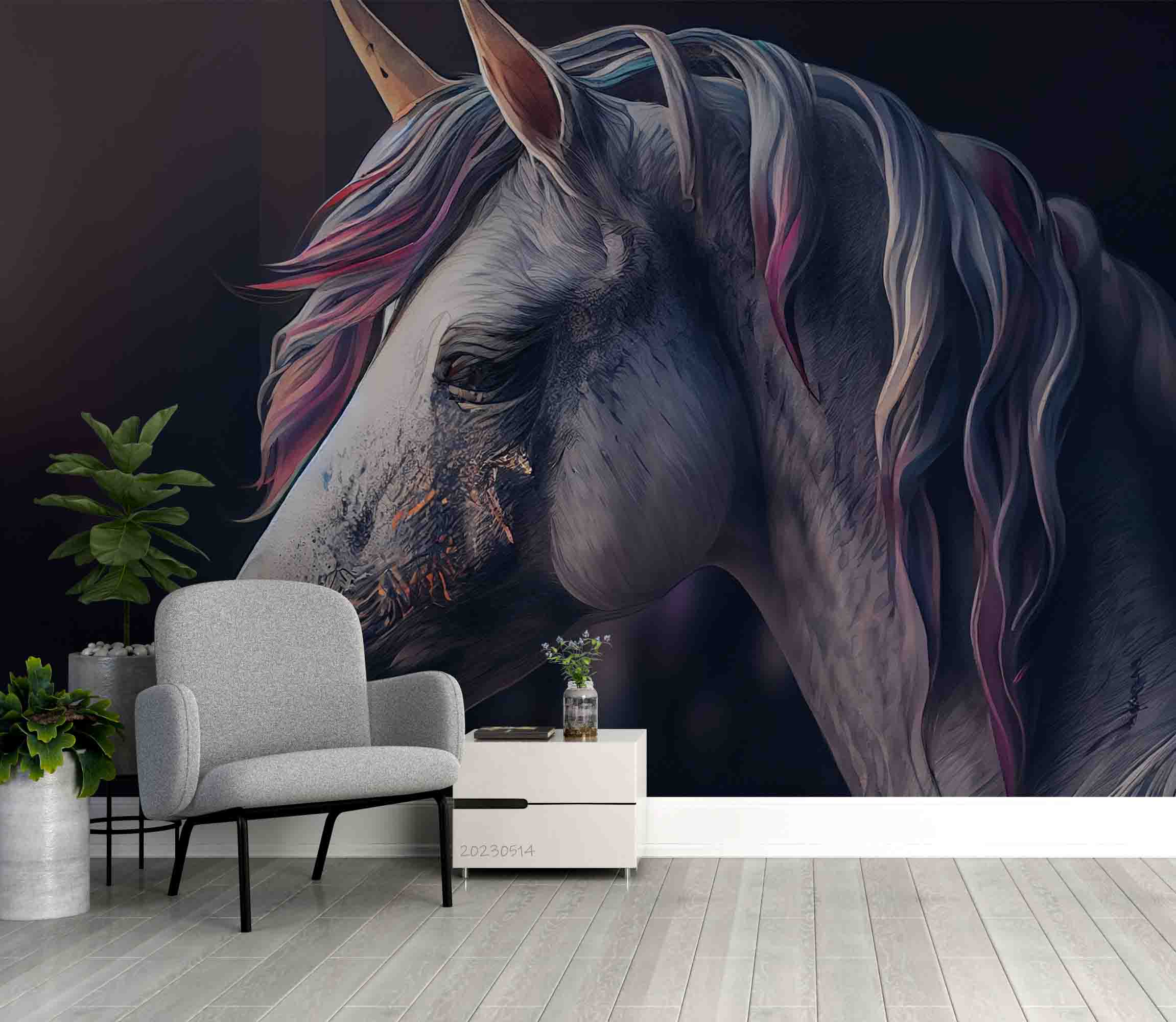 3D Unicorn Head Wall Mural Wallpaper GD 5303- Jess Art Decoration