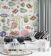 3D Animal Coral Fish Starfish Sea Stone Wall Mural Wallpaper YXL 12