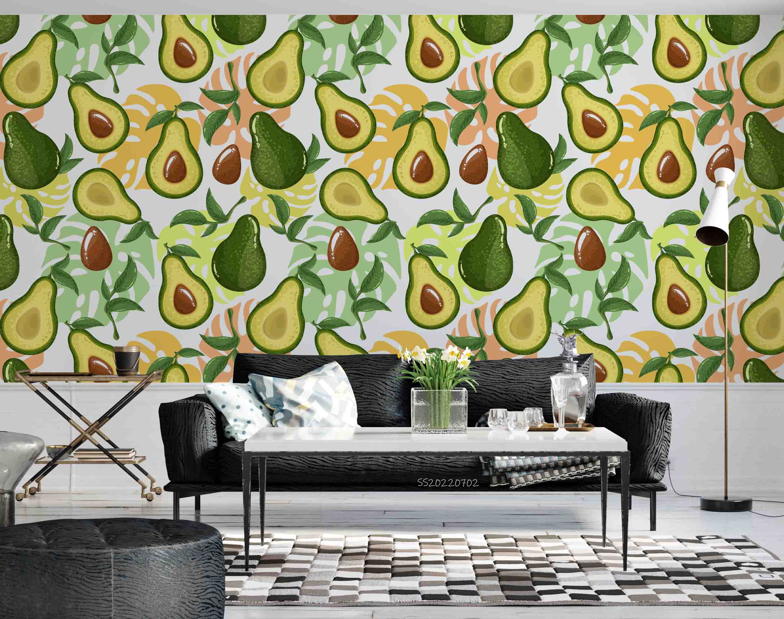 3D Watercolor Avocado Pattern Exotic Leaves Wall Mural Wallpaper GD 5133- Jess Art Decoration