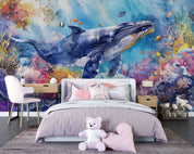 3D Sea Whale Coral Fish Ripple Wall Mural Wallpaper YXL 684