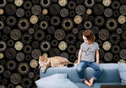 3D Gold Black Hand Drawn Abstract Background Pattern Wall Mural Wallpaper GD 4087- Jess Art Decoration