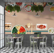 3D Korean Food Design Spicy Chicken Kimchi Watercolor Illustration Wall Mural Wallpaper GD 5486- Jess Art Decoration