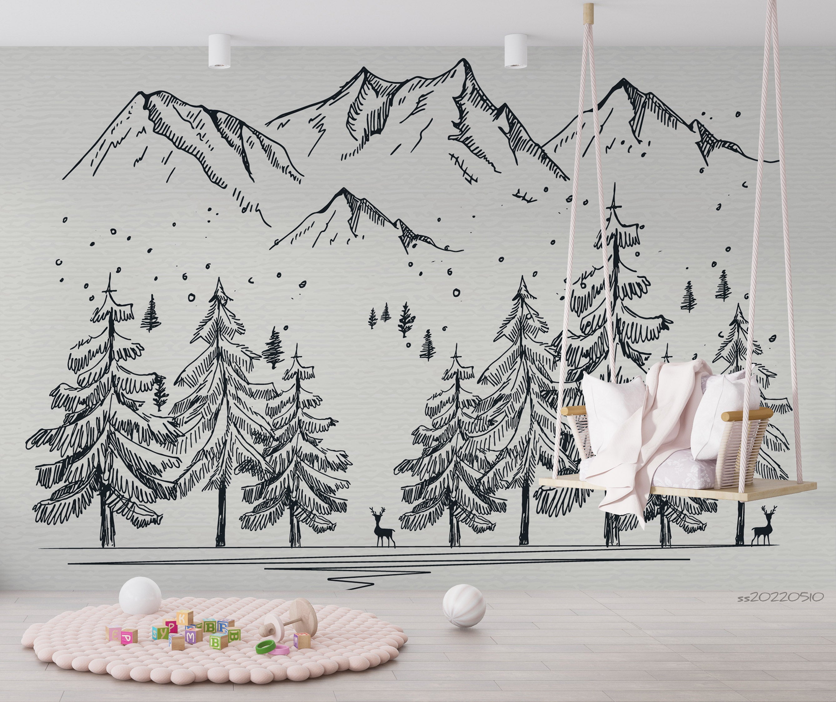 3D Hand Drawn Winter Landscape Background Wall Mural Wallpaper GD 4103- Jess Art Decoration