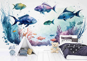 3D Animal Fish Coral Sea Bubble Wall Mural Wallpaper YXL 08