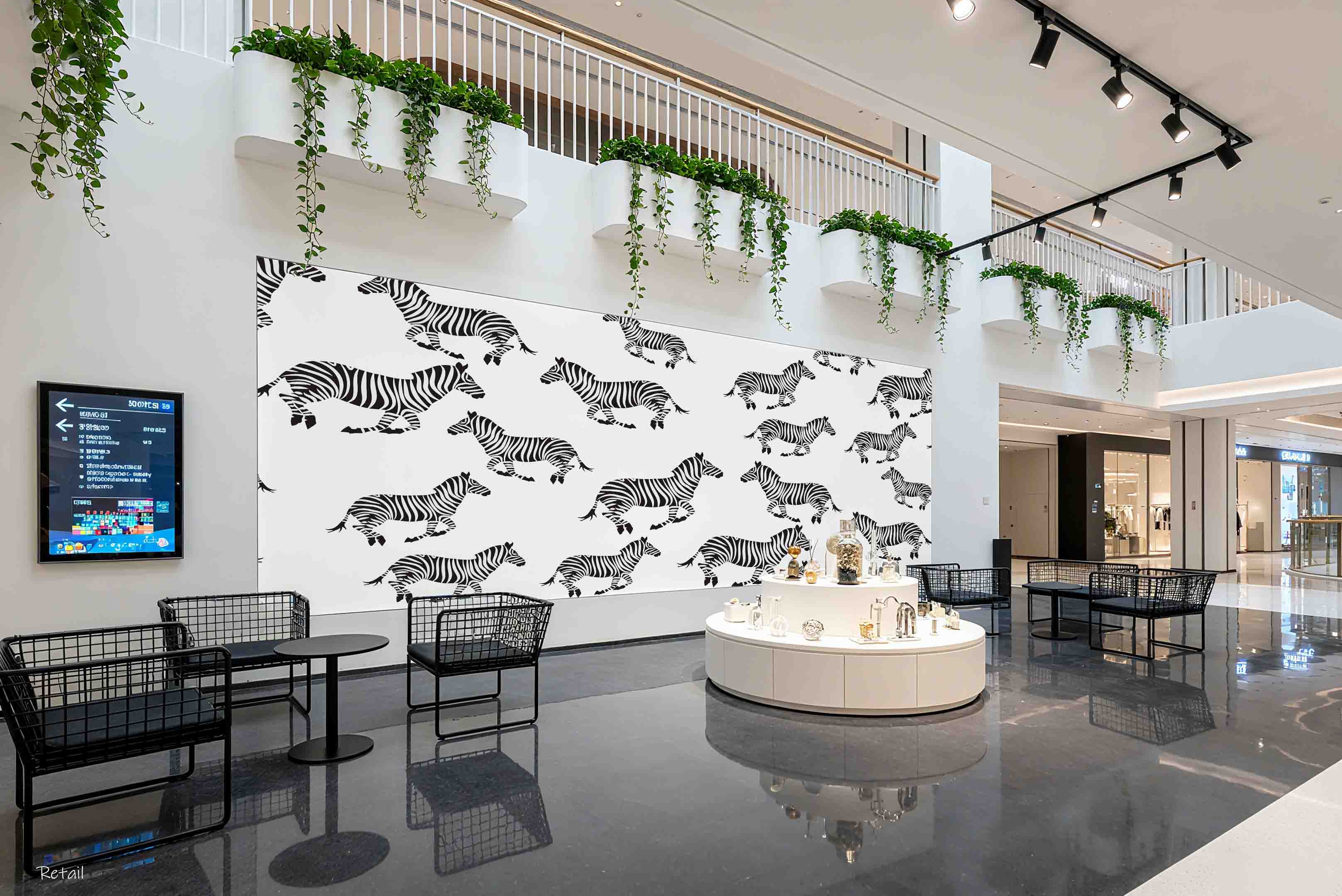 3D Retail Shop Store Market Trade Zebra Pattern Wall Mural Wallpaper 25