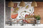3D Restaurant Snack Bar Diner Fast Food Ramen Japanese Noodle Wall Mural Wallpaper 16