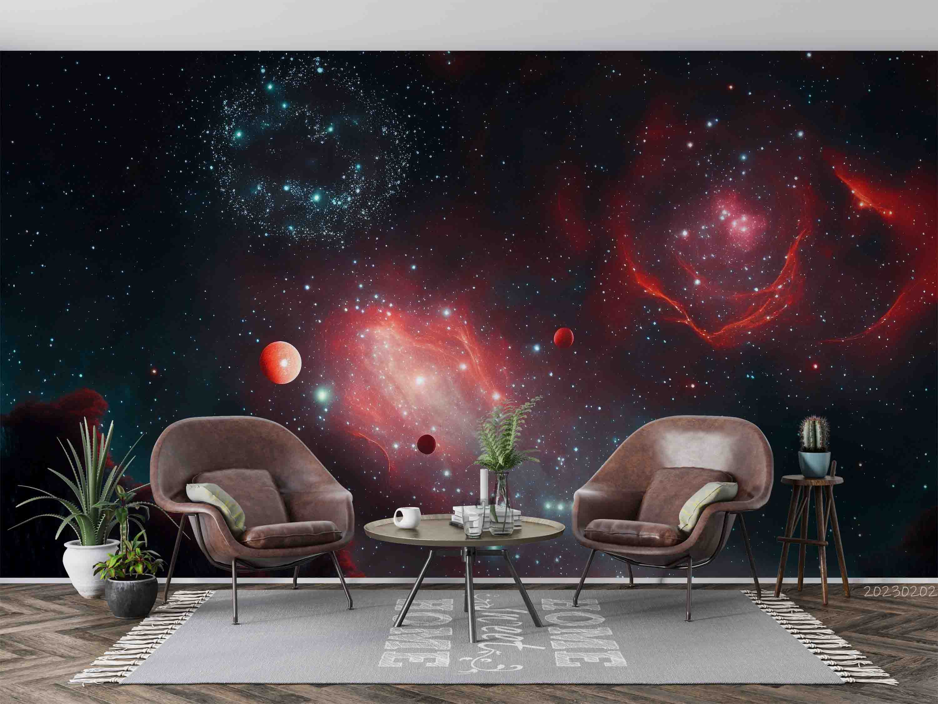 3D Abstract The Earth Starry Sky Red Dark Blue Wall Mural Wallpaper YXL 11- Jess Art Decoration