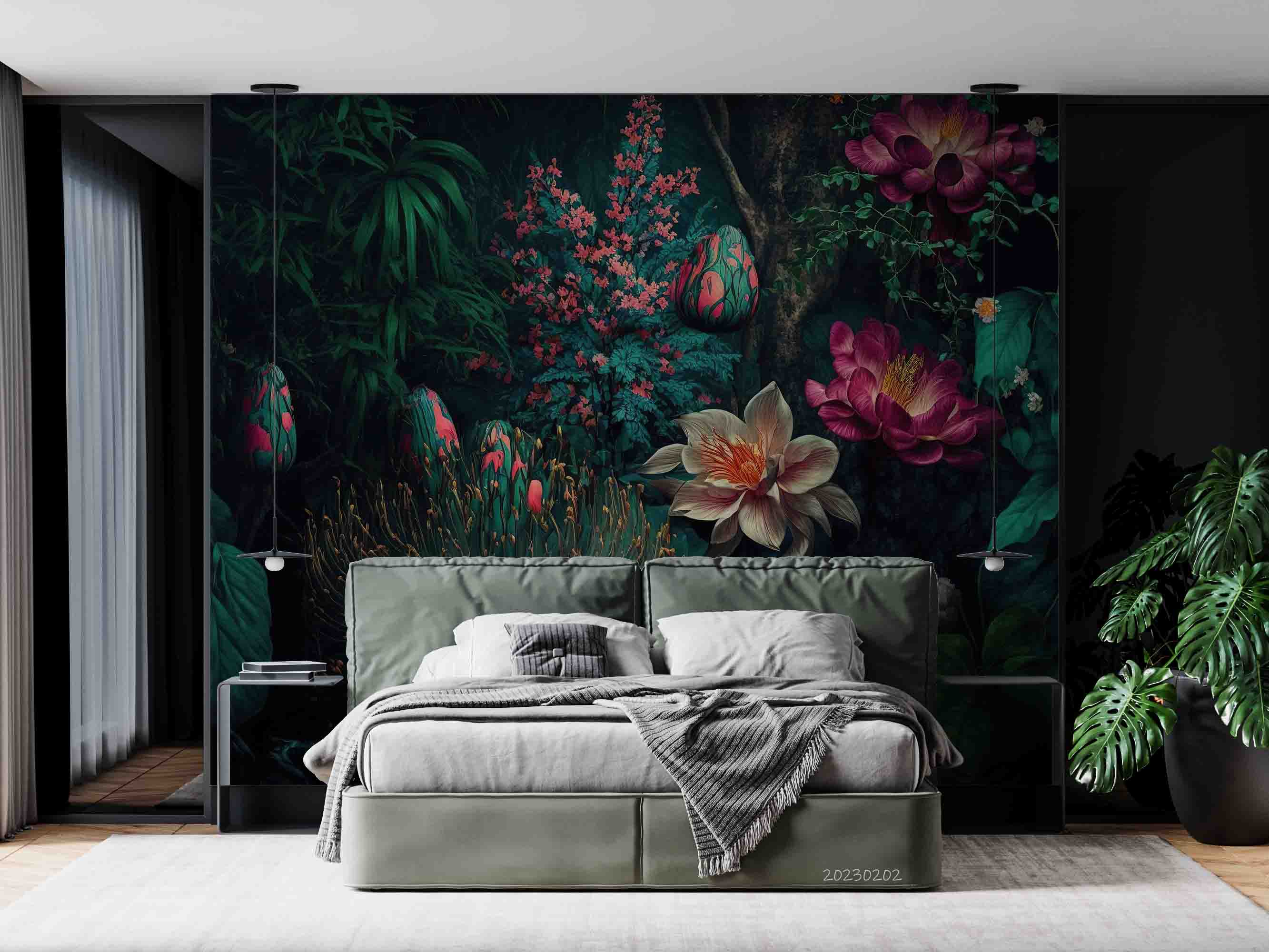 3D Floral Leaf Trunk Jasper Wall Mural Wallpaper YXL 16- Jess Art Decoration