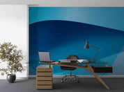 3D Office Business Commerce Blue Geometric Modern Wall Mural Wallpaper 27
