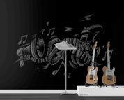 3D Abstract Grey Note Organ Trumpet Wall Mural Wallpaper YXL 07- Jess Art Decoration