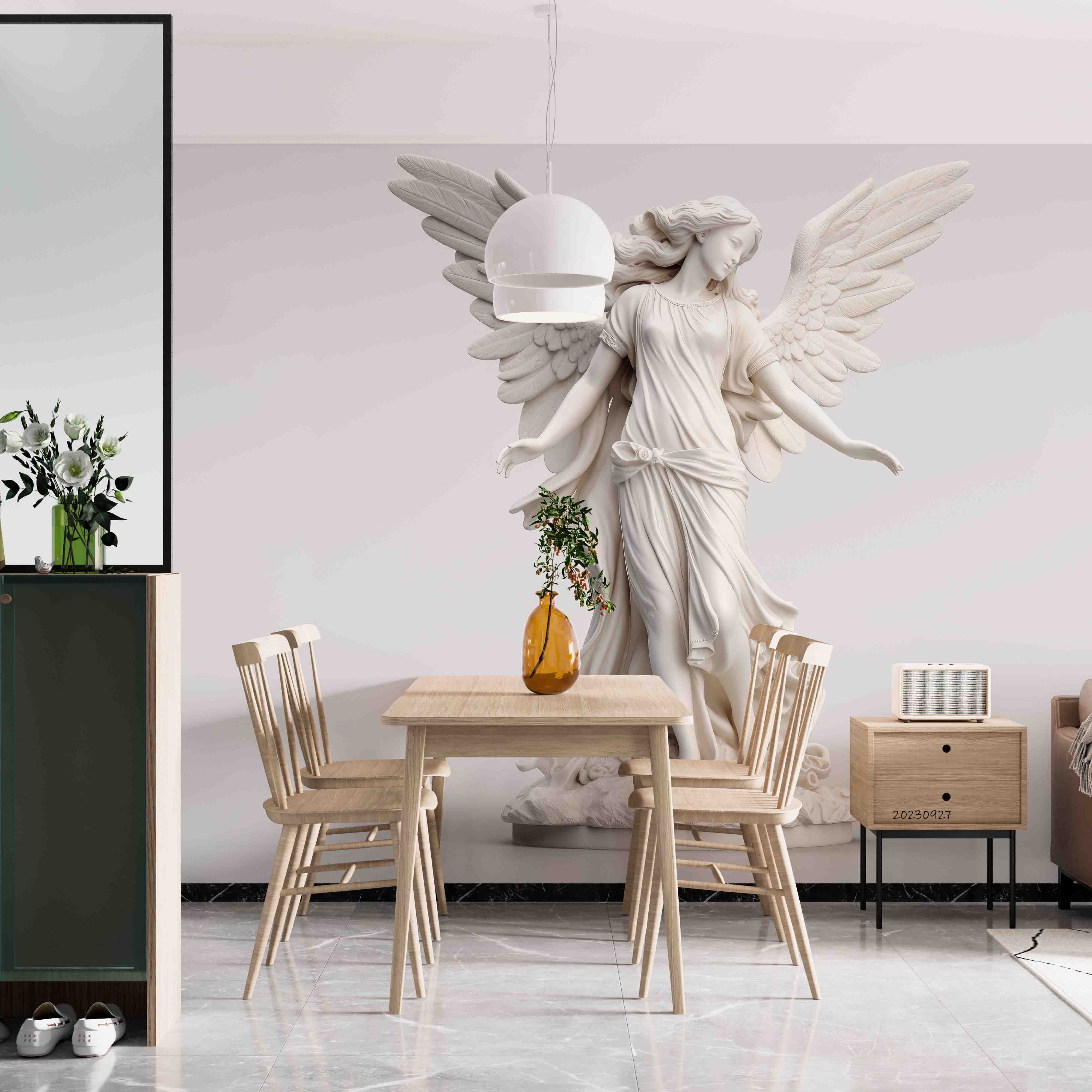3D Sculpture Angel Wing Wall Mural Wallpaper YXL 2472