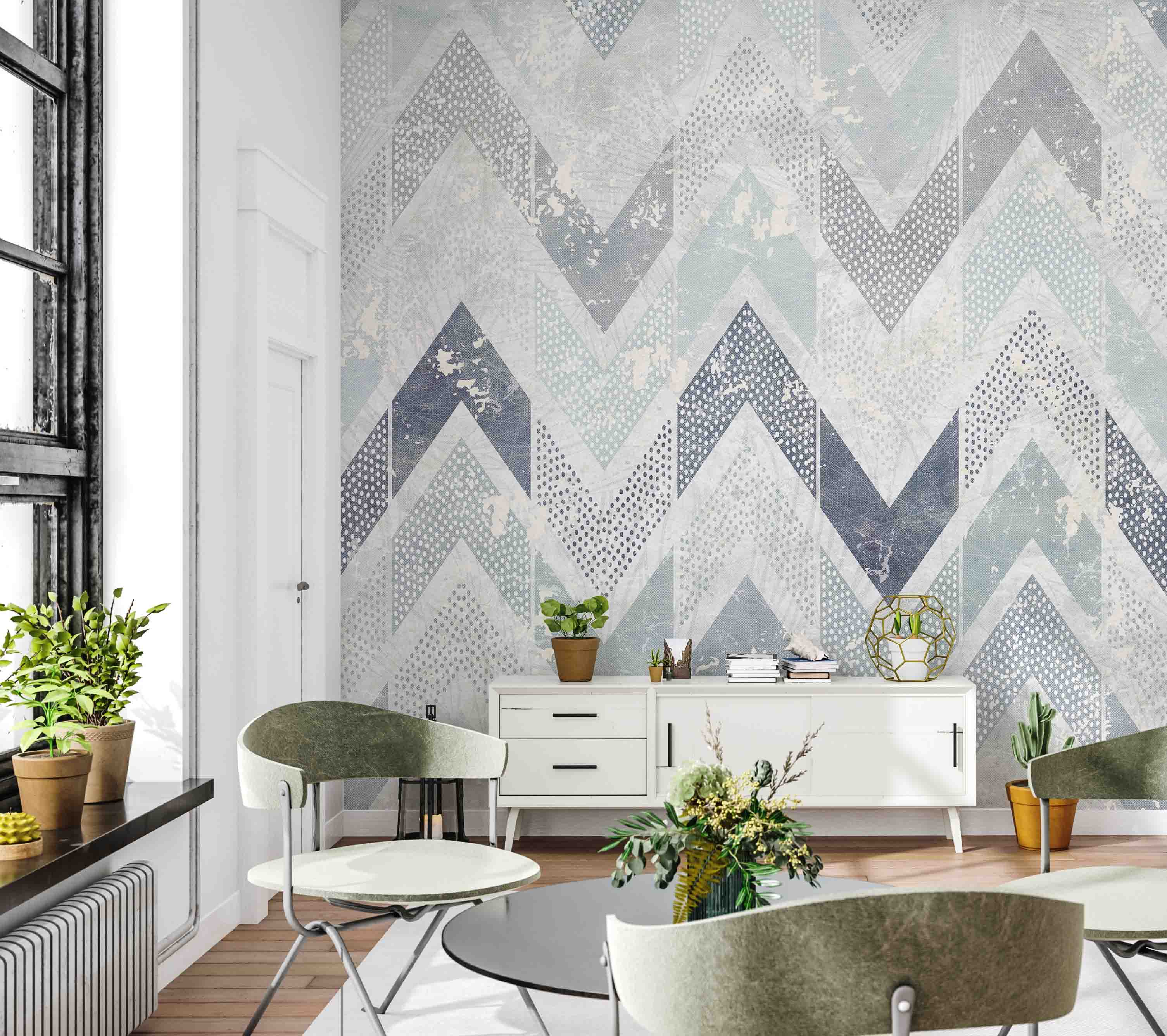 3D Geometric Curve Lines Wall Mural Removable  140