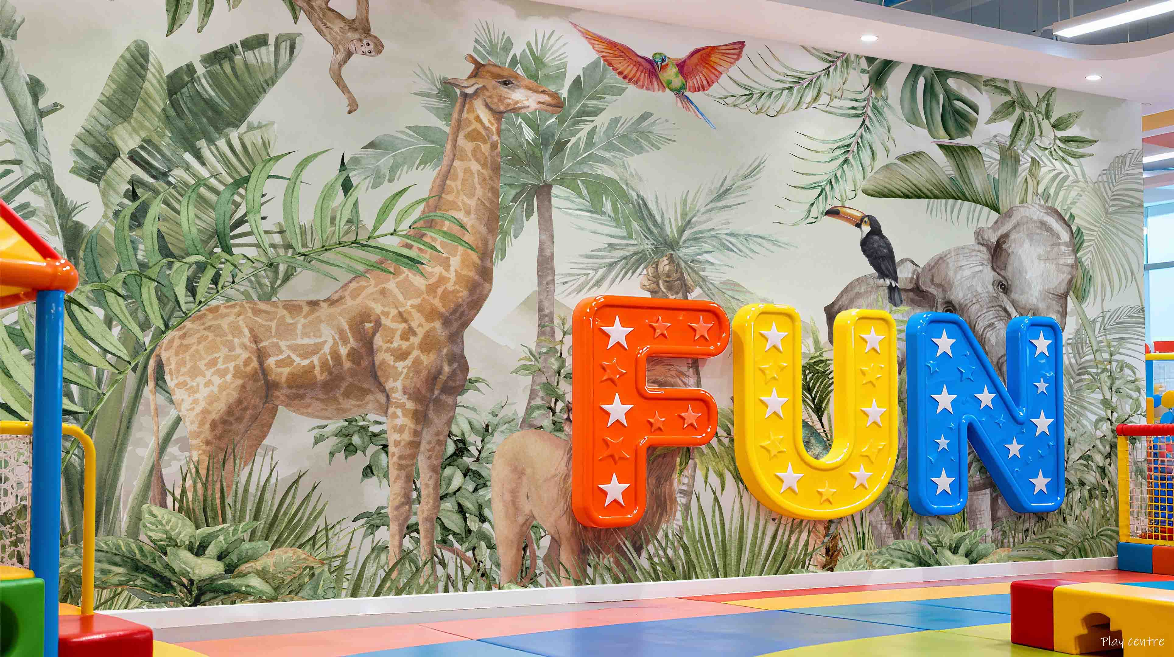 3D Play Centre Amusement Park Funfair Carnie Forest Animals Wall Mural Wallpaper 2