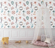 3D Animal Conch Sea Horse Duck Rudder Wave Point Octopus Wall Mural Wallpaper YXL 24