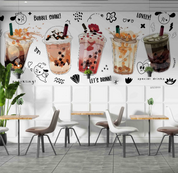 Milk Tea Letter Pearl Wallpaper cafe & food wall mural for cafe, restaurant or shop interior - view 2