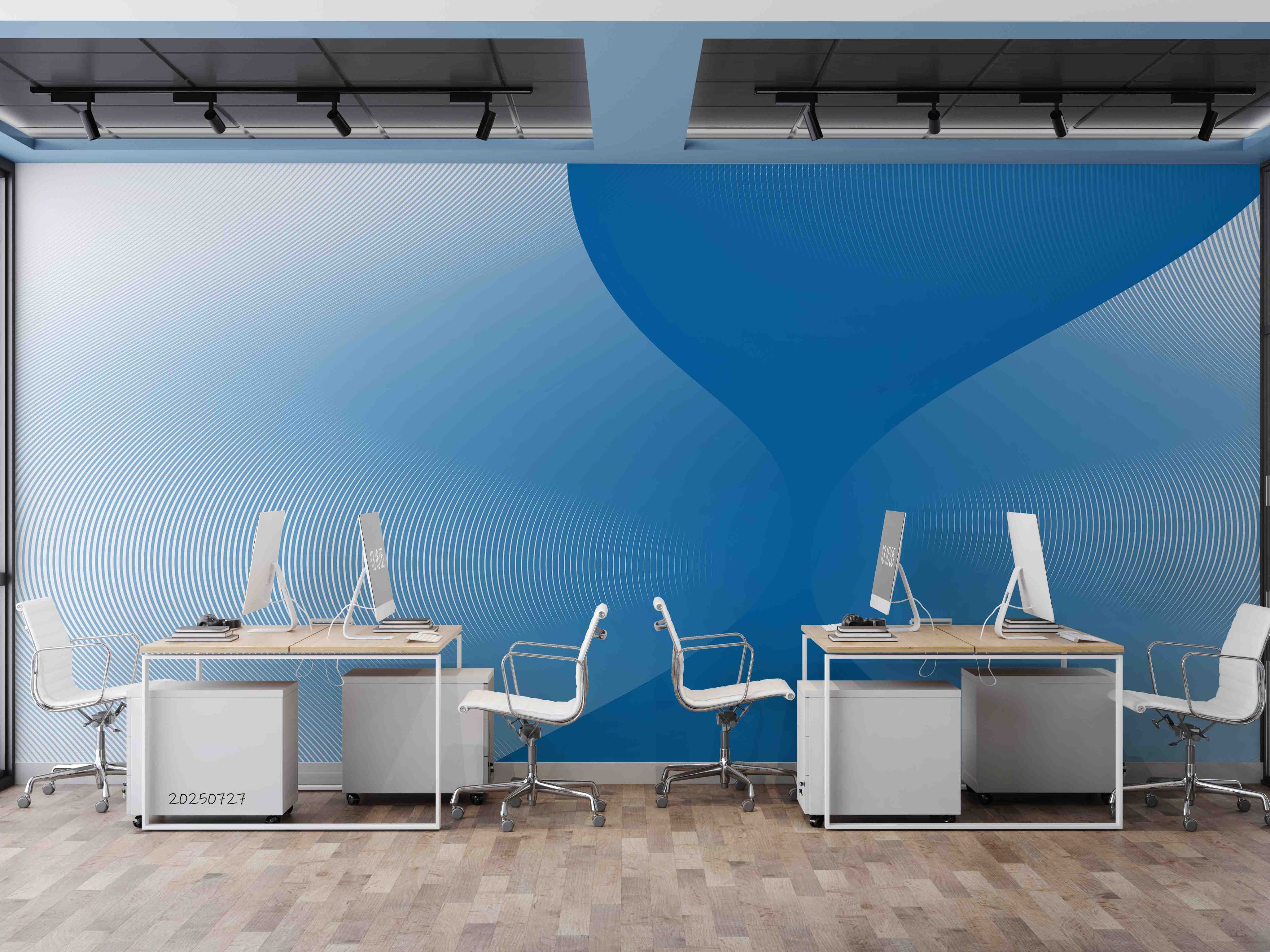 3D Office Business Commerce Blue Tosca Stripes Wall Mural Wallpaper 33