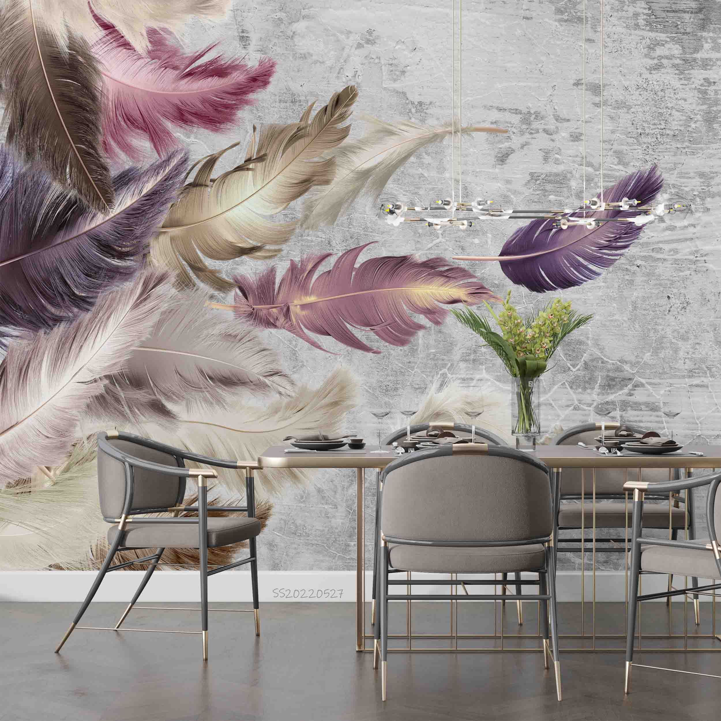 3D Luxury Colorful Feather Pattern Wall Mural Wallpaper GD 4177- Jess Art Decoration