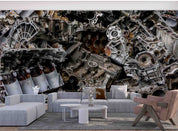 3D Waste Engine Parts Aluminum Cylinder Head Stack Wall Mural Wallpaper GD 4753- Jess Art Decoration