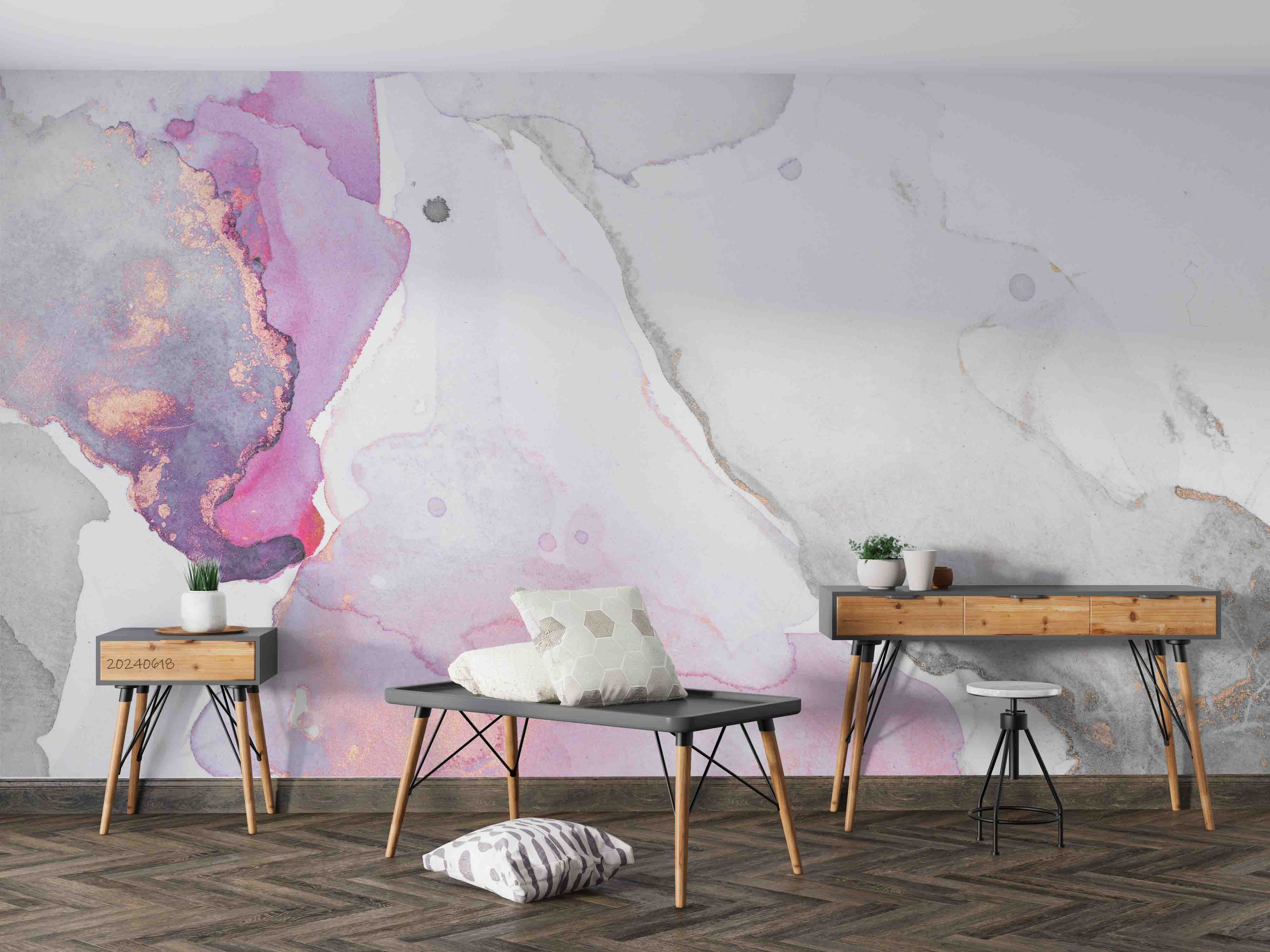 3D Abstract Damaskeen Dot Gray Wall Mural Wallpaper YXL 623