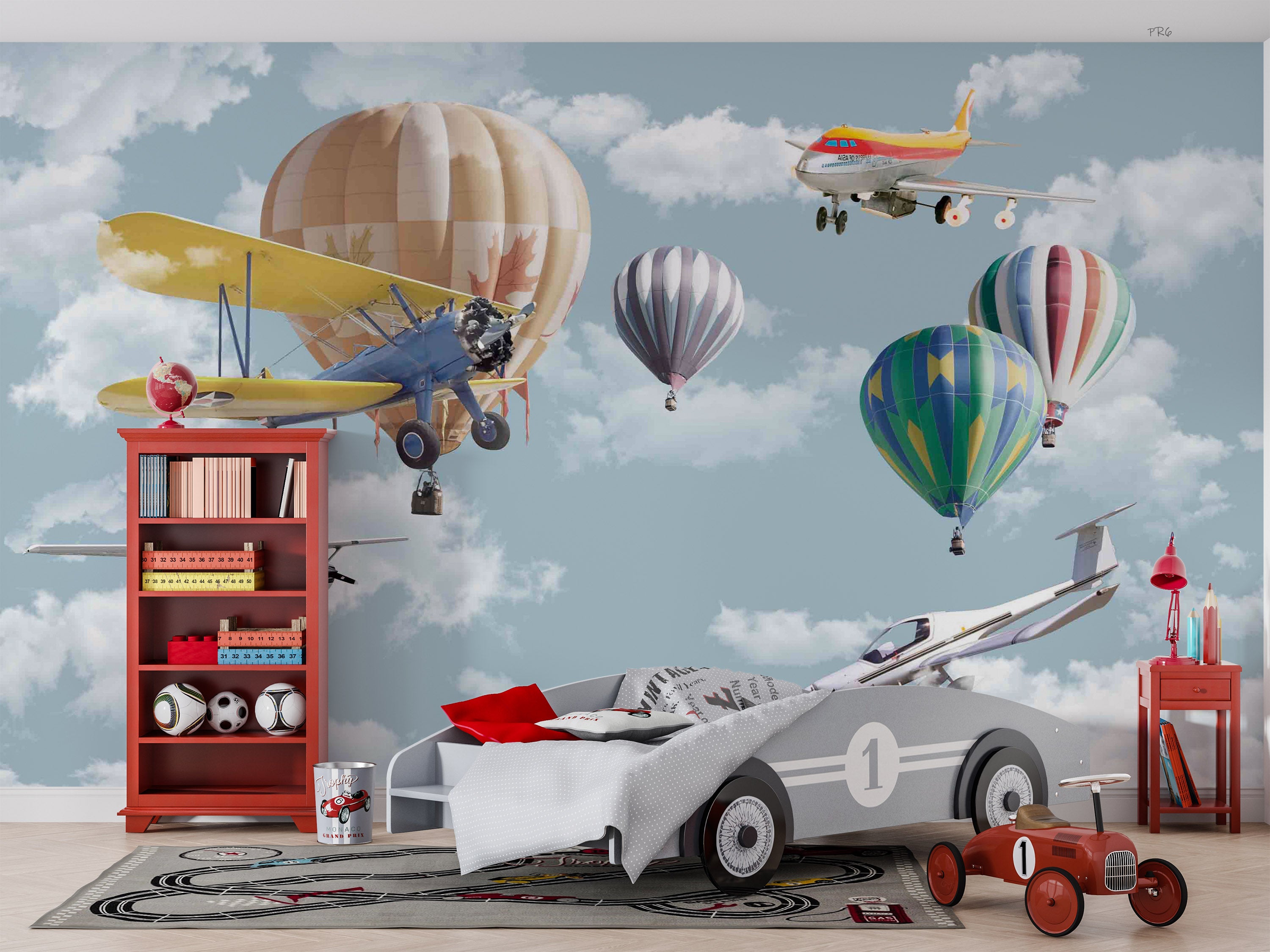 3D Aircraft Balloon Sky Cloud Wall Mural Wallpaper YXL 10- Jess Art Decoration