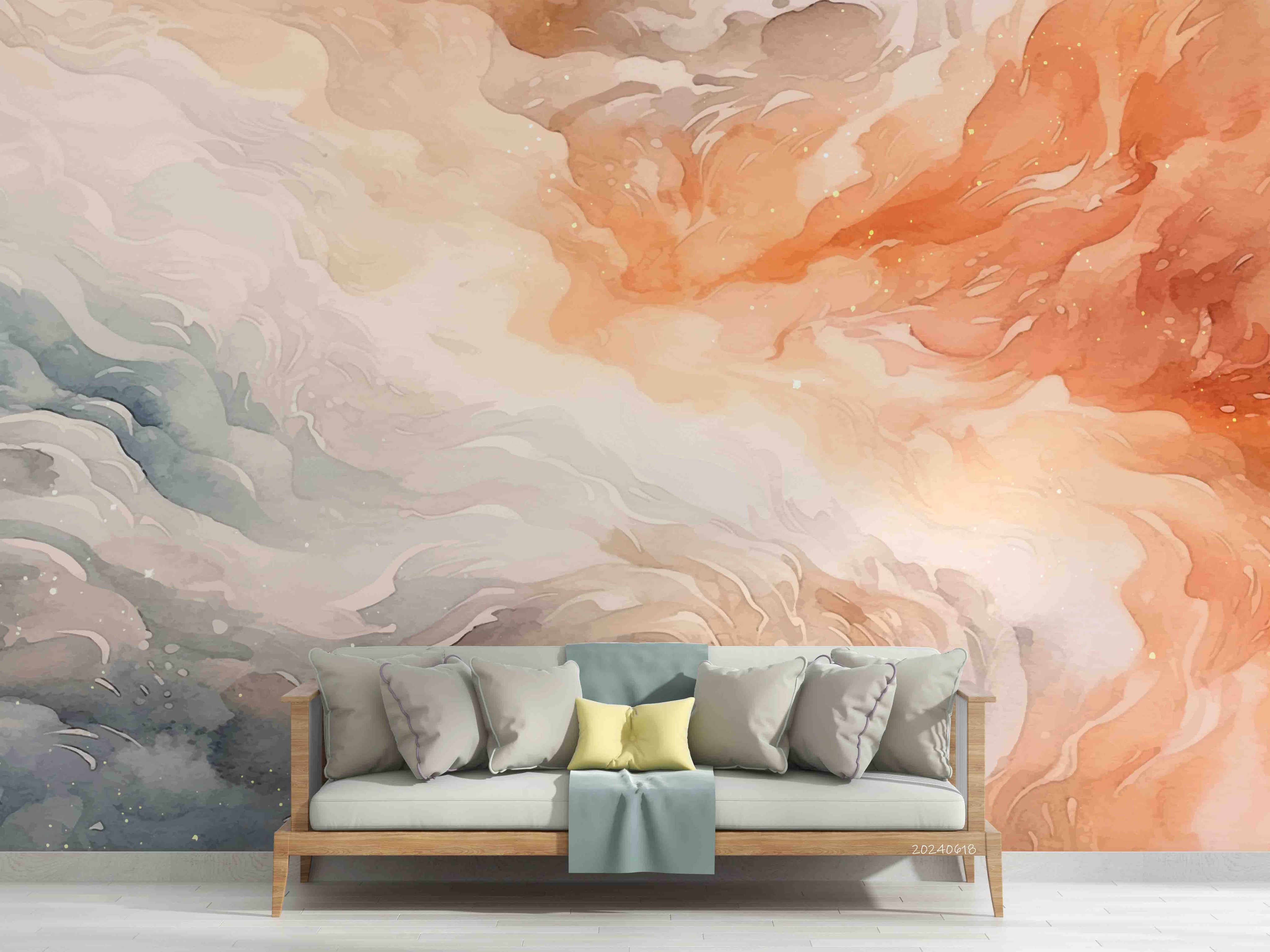 3D Abstract Damaskeen Wave Pink Wall Mural Wallpaper YXL 622