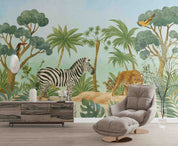 3D Cartoon Green Forest Animal Giraffe Wallpaper Wall Mural Wall Decor Wall Art Wall Sticker Remoable Wallpaper LQH 1