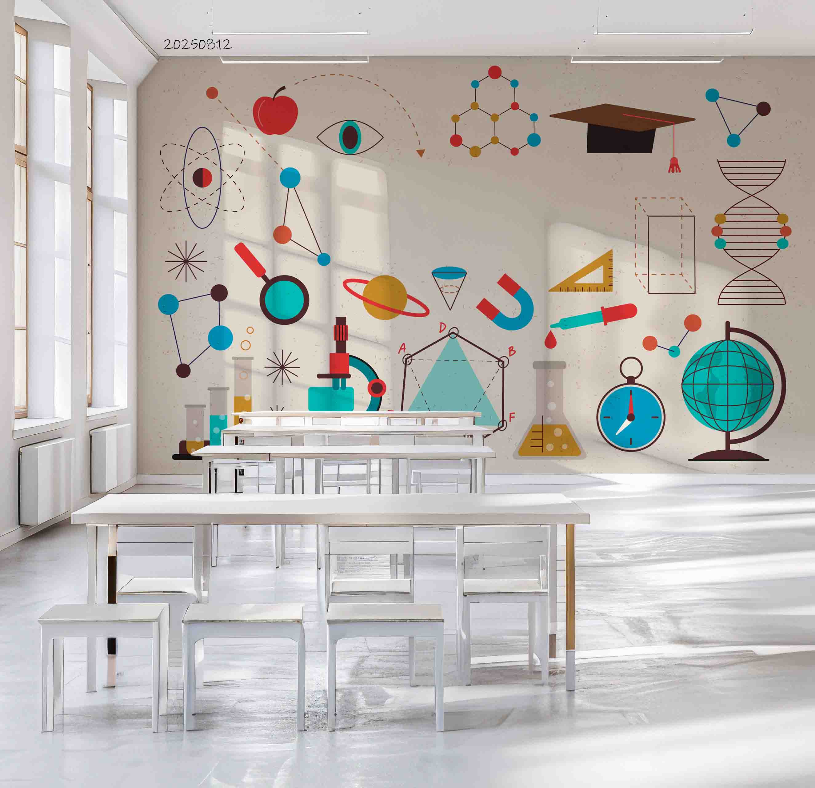 3D School STEM Science Lab Classroom Geography Teaching Aid Wall Mural Wallpaper 2
