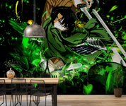 3D Cartoon Person Sword Green Wall Mural Wallpaper YXL 1194