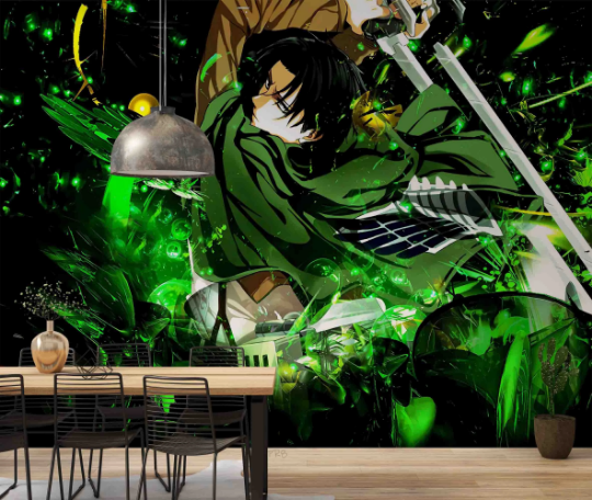 3D Cartoon Person Sword Green Wall Mural Wallpaper YXL 1194