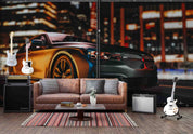 3D Brown Sports Car City Night Scene Wallpaper Wall Mural Wall Decor Wall Art Wall Sticker Remoable Wallpaper
