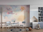 3D Animal Cat Swim Ring Cloud The Earth Space Station Wall Mural Wallpaper YXL 29