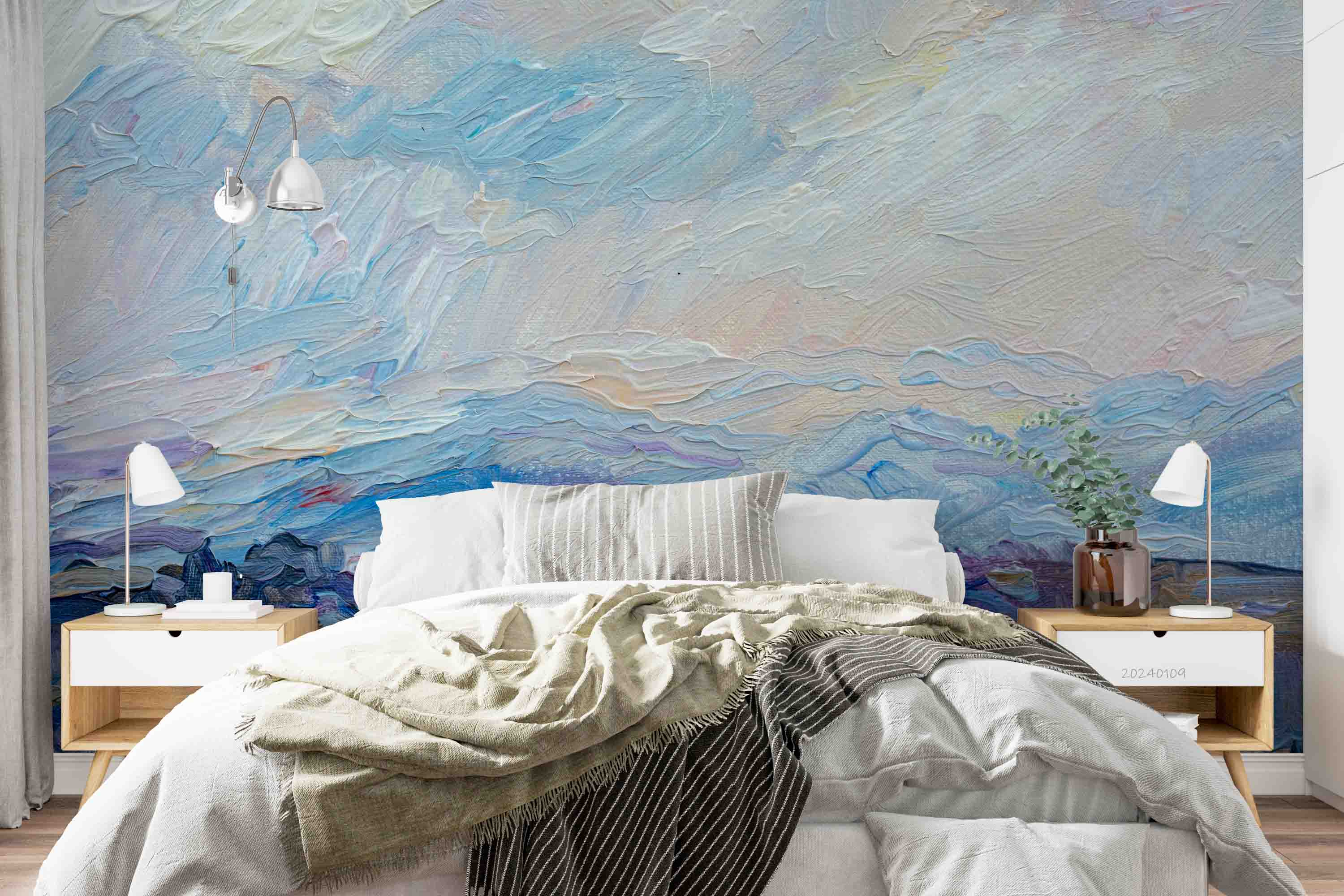 3D Oil Painting Mountain Trunk Cloud Wall Mural Wallpaper YXL 127