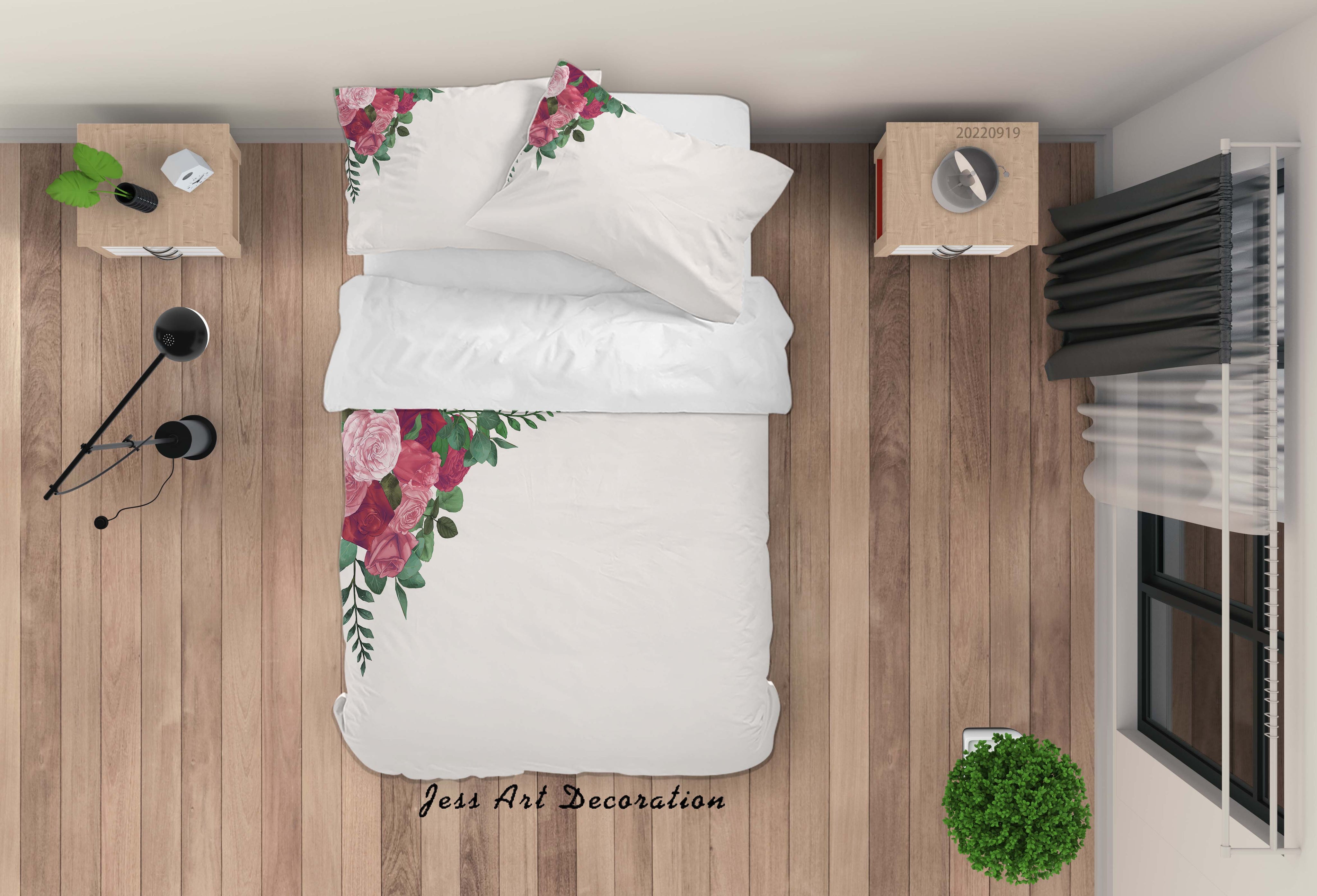 3D Floral Rose Leaf Quilt Cover Set Bedding Set Duvet Cover Pillowcase 260