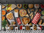 3D Hamburger Chips Ketchup Hot Dog Bread Niblet Wall Mural Wallpaper YXL 308