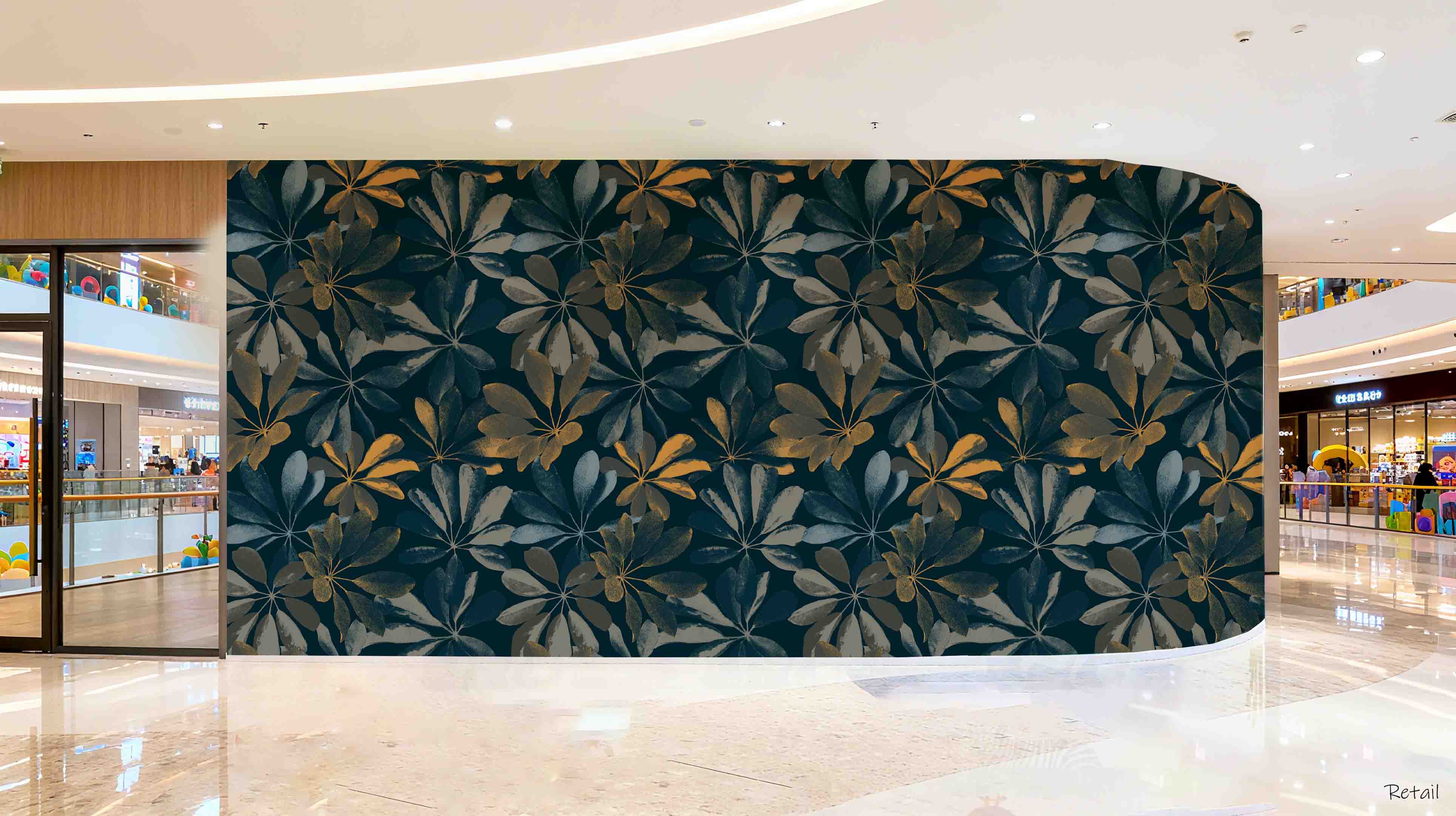 3D Retail Shop Store Market Trade Floral Pattern Wall Mural Wallpaper 1