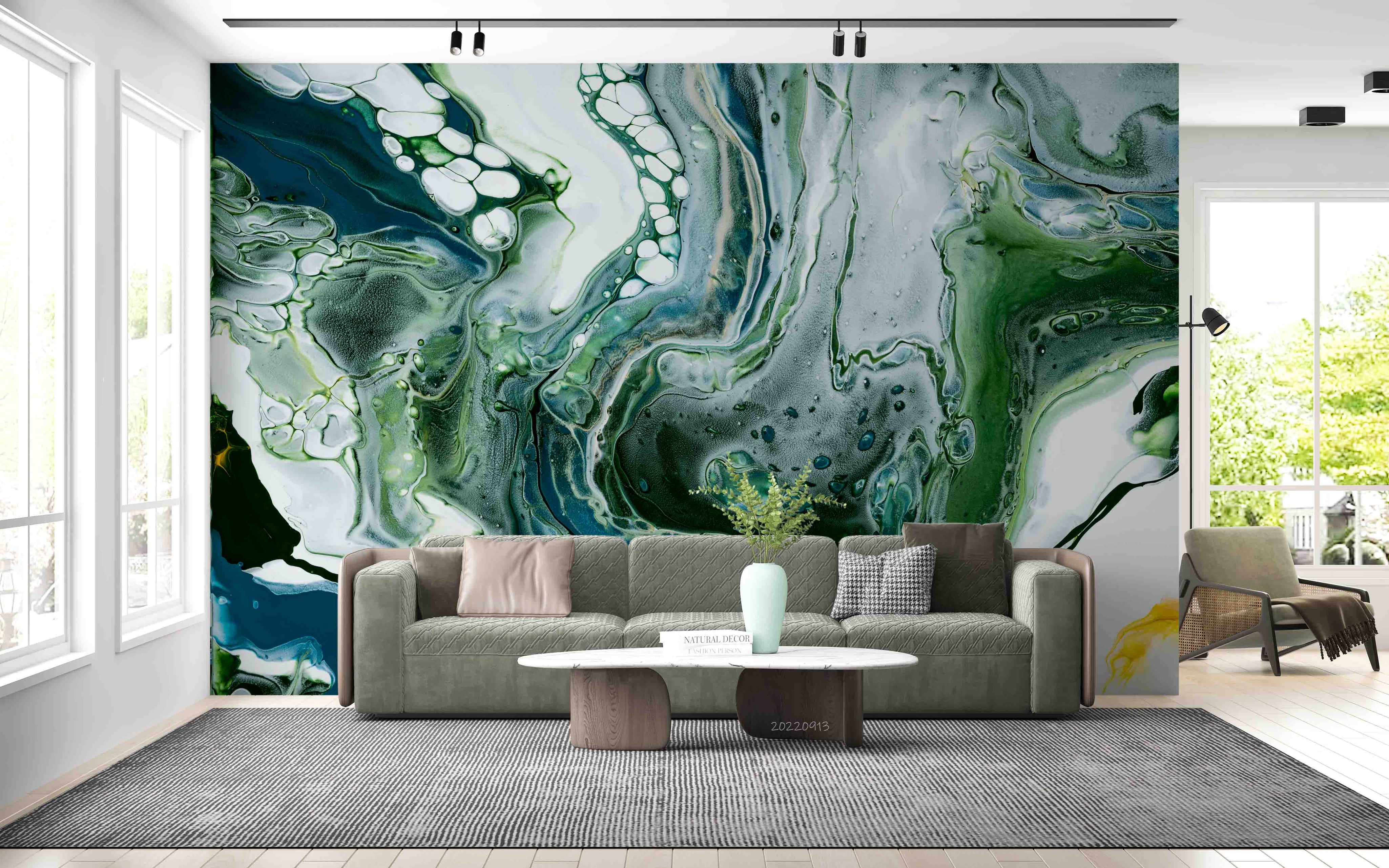 3D Green Marble Swirl Background Wall Mural Wallpaper GD 3548- Jess Art Decoration