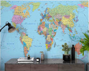 3D Graffiti World Map Letter Blue Wall Mural Wallpaper YXL 2647