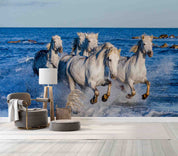 3D Horse Running Sea Waves Wall Mural Wallpaper GD 5351- Jess Art Decoration