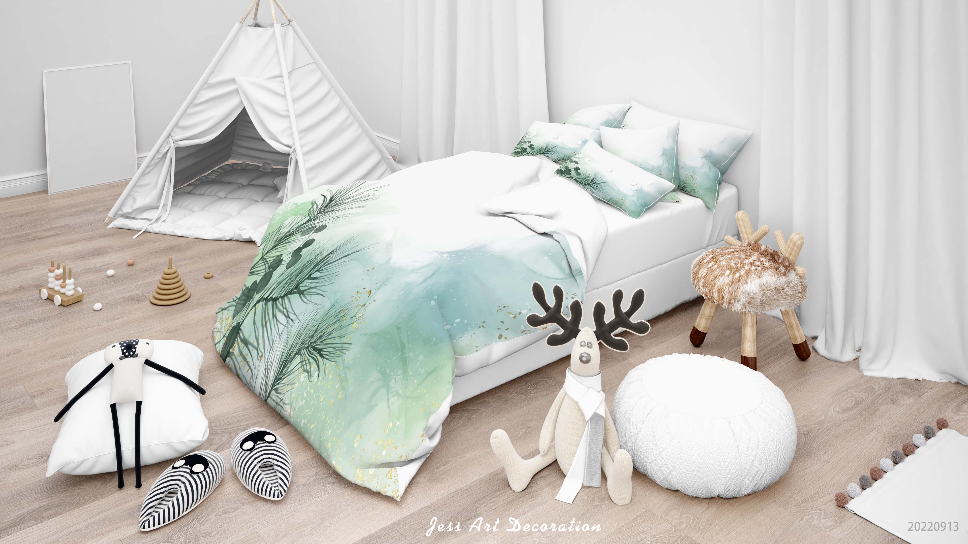 3D Ink And Wash Fluid Leaf Quilt Cover Set Bedding Set Duvet Cover Pillowcase 101