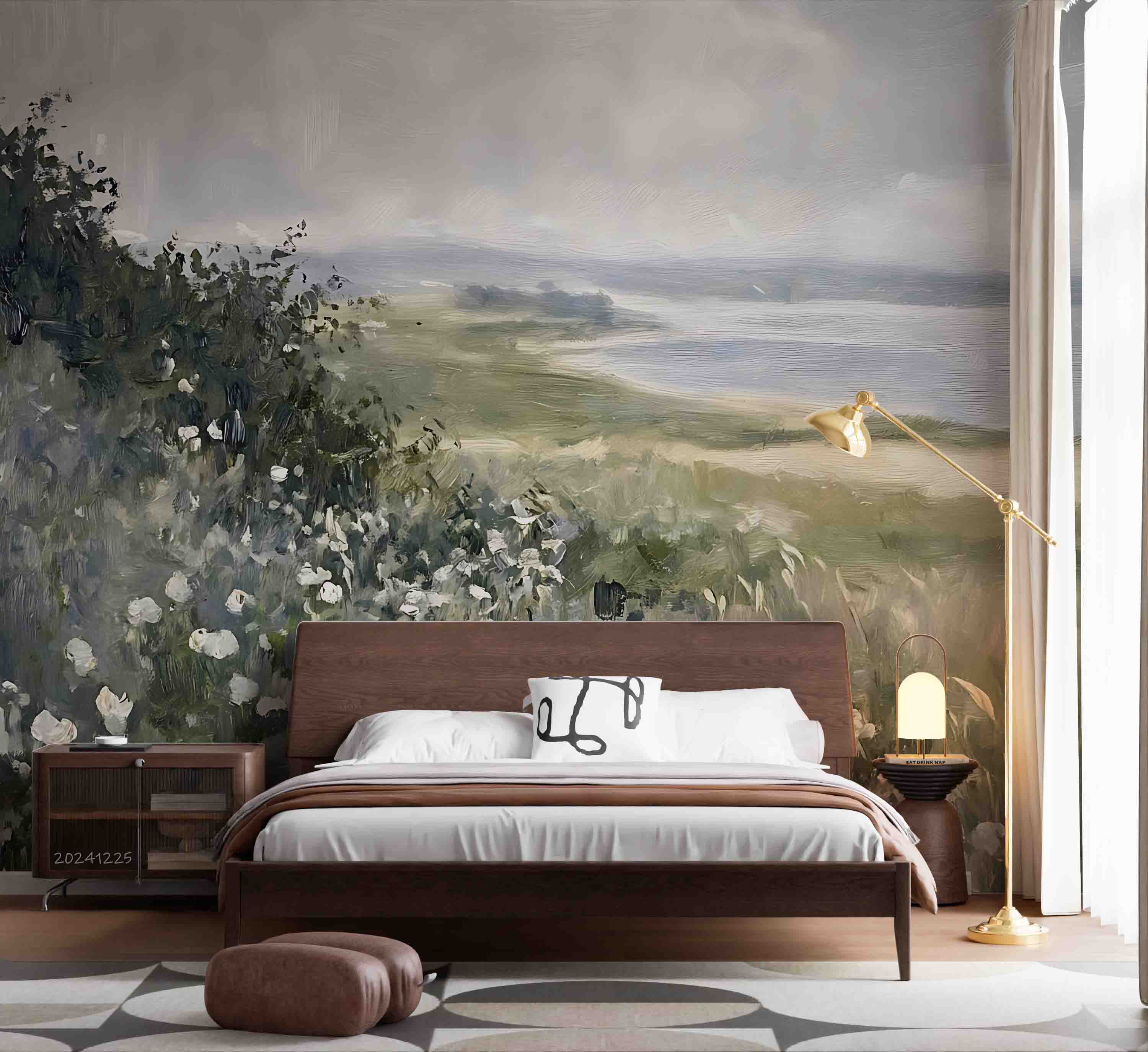 3D Sky Mountains Sea Floral Oil Painting Wallpaper Wall Mural Wall Decor Wall Art Wall Sticker Remoable Wallpaper LQH 24